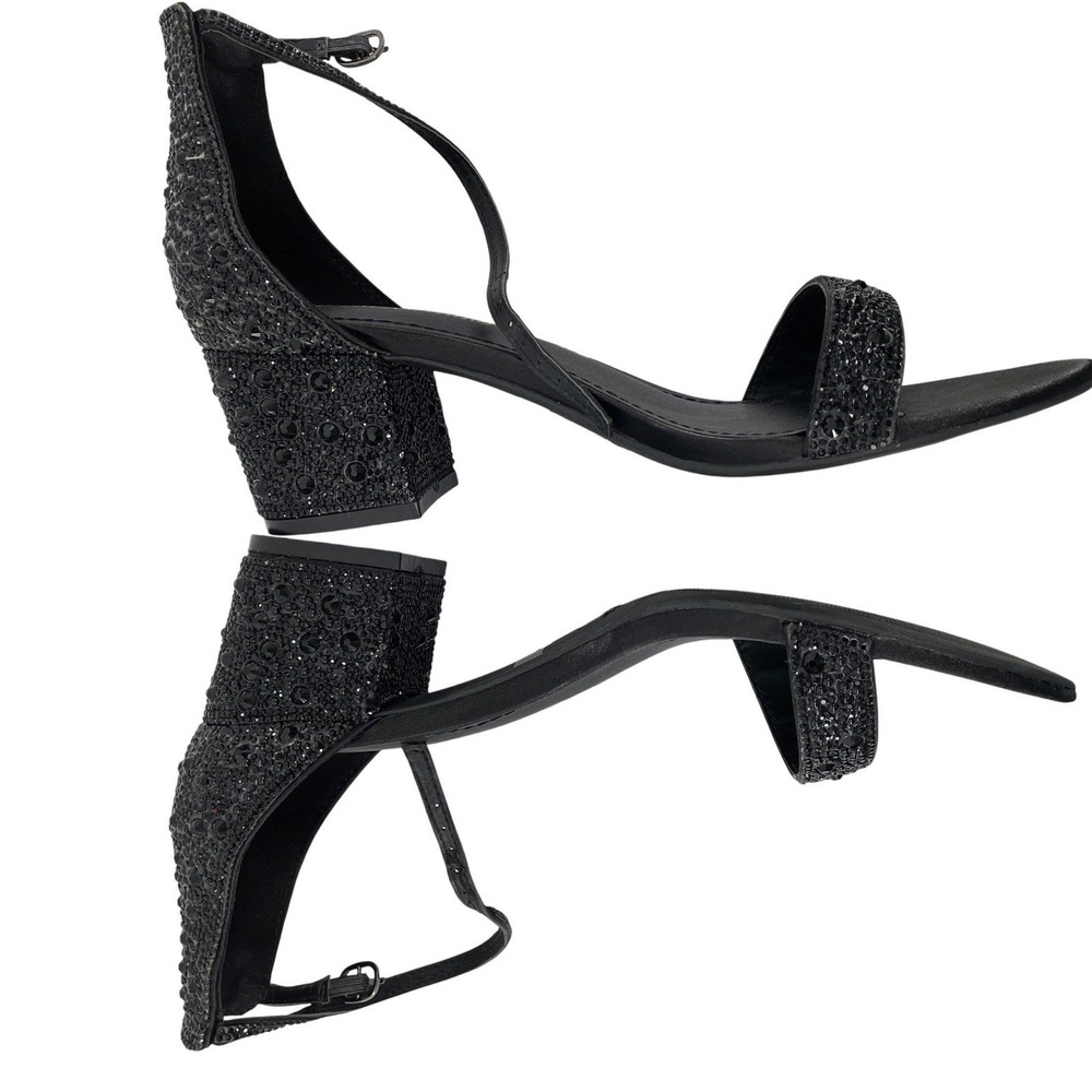 Dream Pairs Rhinestone Block Heel Sandals Womens 9.5 Black Ankle Strap‎ Cocktail